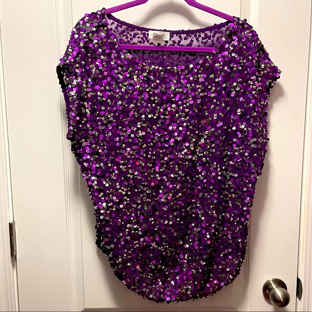 Victoria Secret Moda International Purple sequins top size M